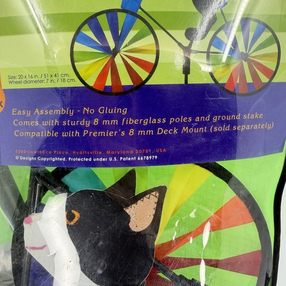 Tuxedo Cat Cardinal Bike Wind Spinner 20" Wind Garden - Picture 4 of 7